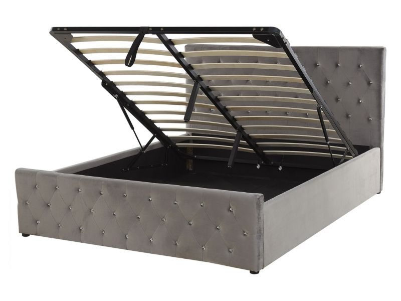 Łóżko z pojemnikiem welurowe 140 x 200 cm szare Amiens 1 szt.