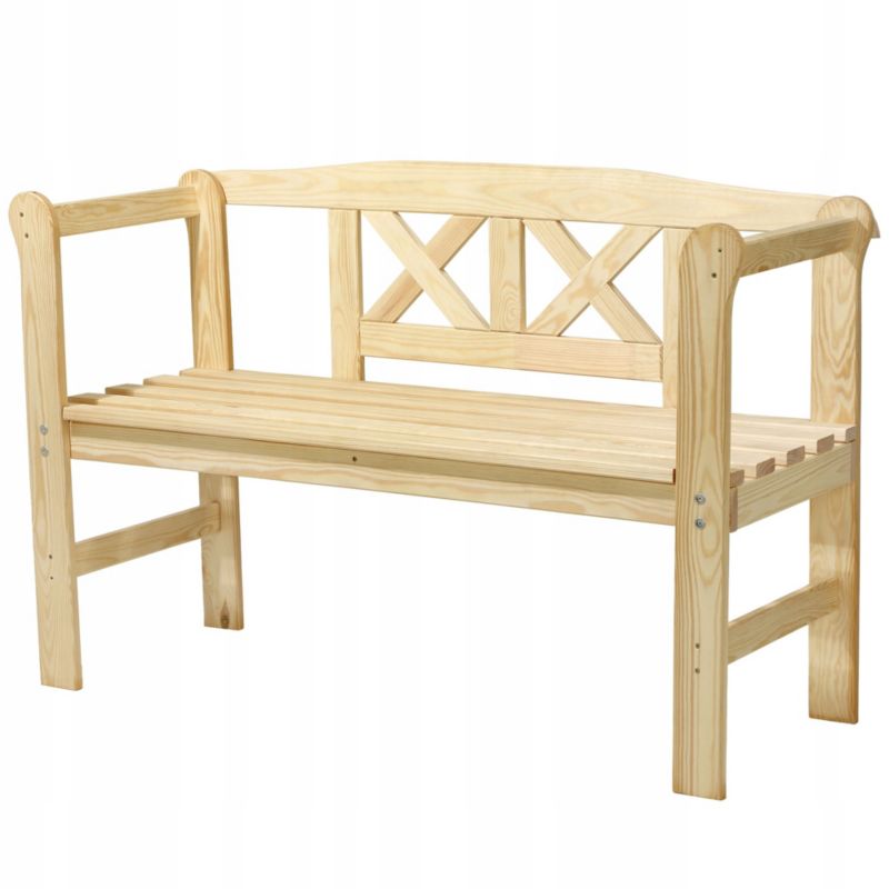 Ławka Ogrodowa KADAX Z Oparciem Drewniana Parkowa 119 cm Taras Ogród 1szt.