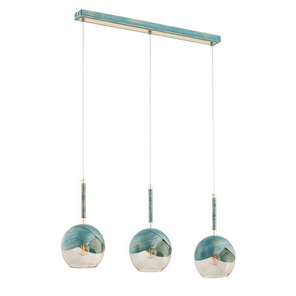 Lampa wisząca Alfa Prada mięta + złoto wym: 85 x 15 x 70 cm 3xE27 x 15W 1 szt.