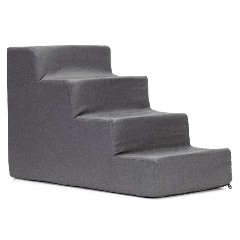 Schody dla psa Springos 4 stopnie 40 cm miękka rampa ciemnoszara 1 szt.