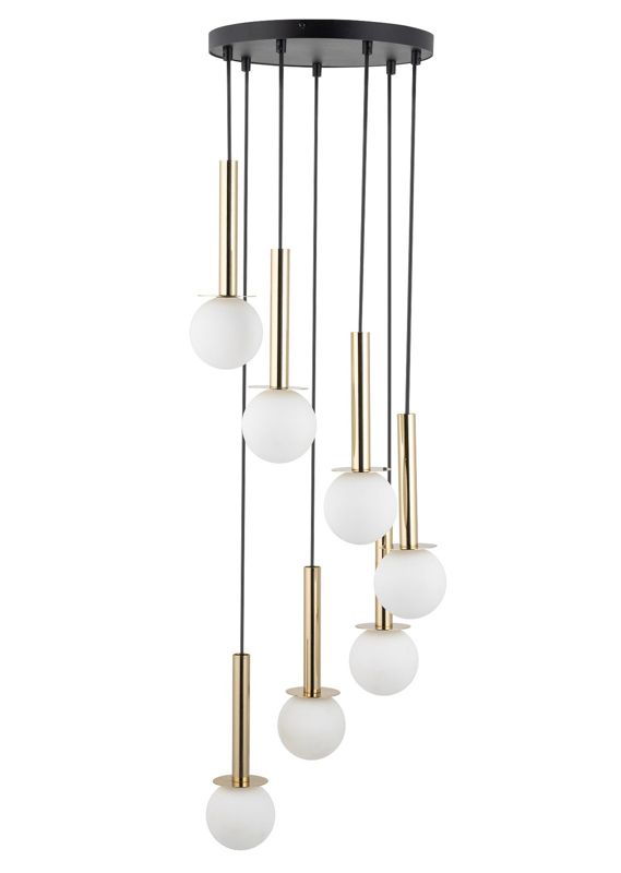 Lampa wisząca Sigma Lighting Daisy 6869 czarno-złota-biała minimalistyczna 7xG9 x 1 szt.