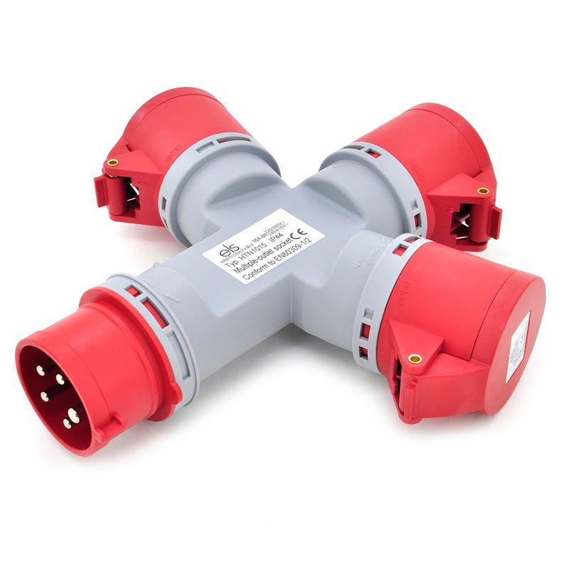 Rozgałęźnik siłowy, rozdzielacz kempingowy ELS Elektrotechnika HTN1015 trójnik siłowy 16A 3P+N+E IP44, 1 szt.