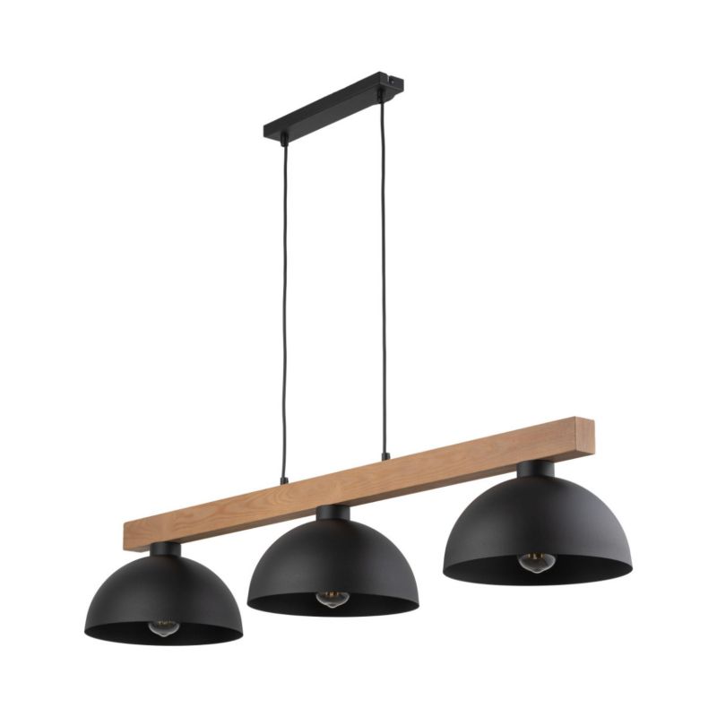 Lampa wisząca TK-Lighting Oslo czarna-jasne drewno wym: 115 x 27 x 118 cm 3xE27 x 1 szt.