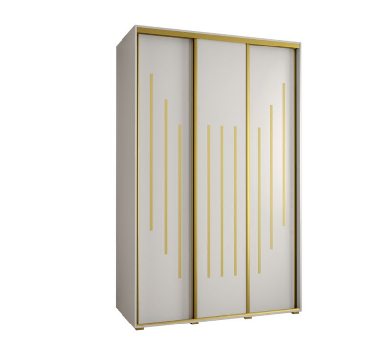 Szafa przesuwna Abiks DAVOS 8 wysoka szer.150cm gł.45cm biały/biały/złoty 1szt.
