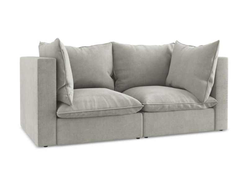 2-osobowa kanapa modułowa LaMiaSofa RAVENNA z tkaniny strukturalnej 180x90 cm jasny szary 1 szt.