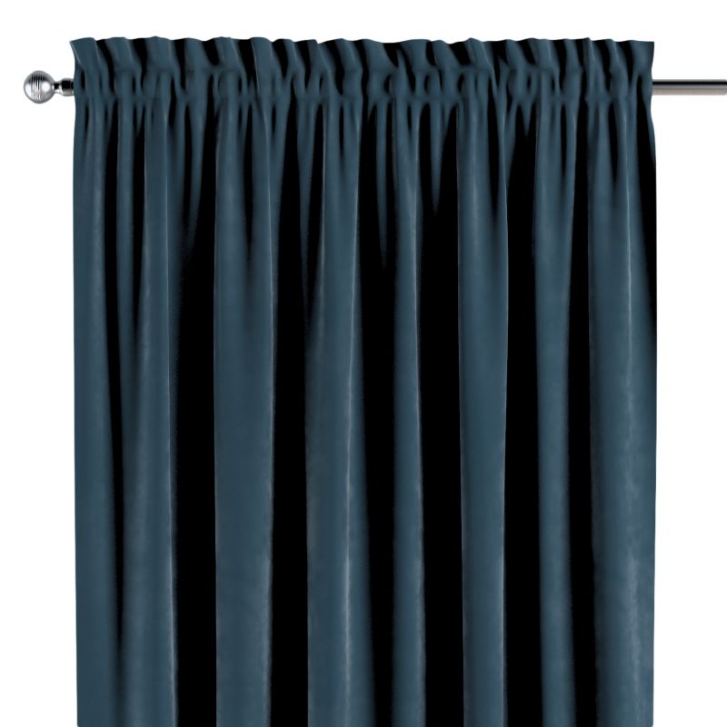 Zasłona na kanale z grzywką 1 szt. 130 x 260 cm Dekoria pruski błękit 1 szt.