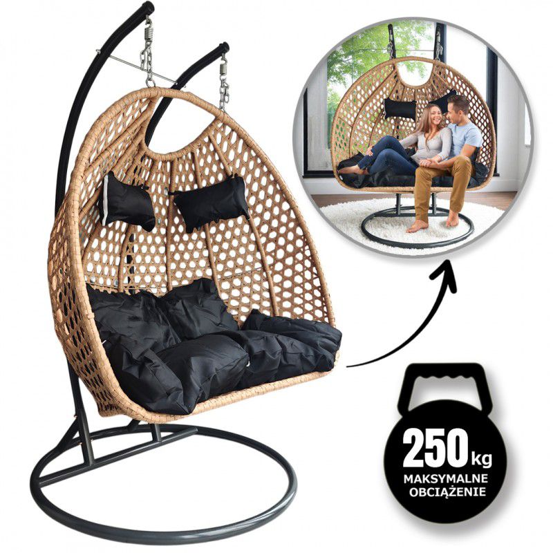 Fotel wiszący eCarla huśtawka kokon z poduszkami DWUOSOBOWY KR34 1 szt.