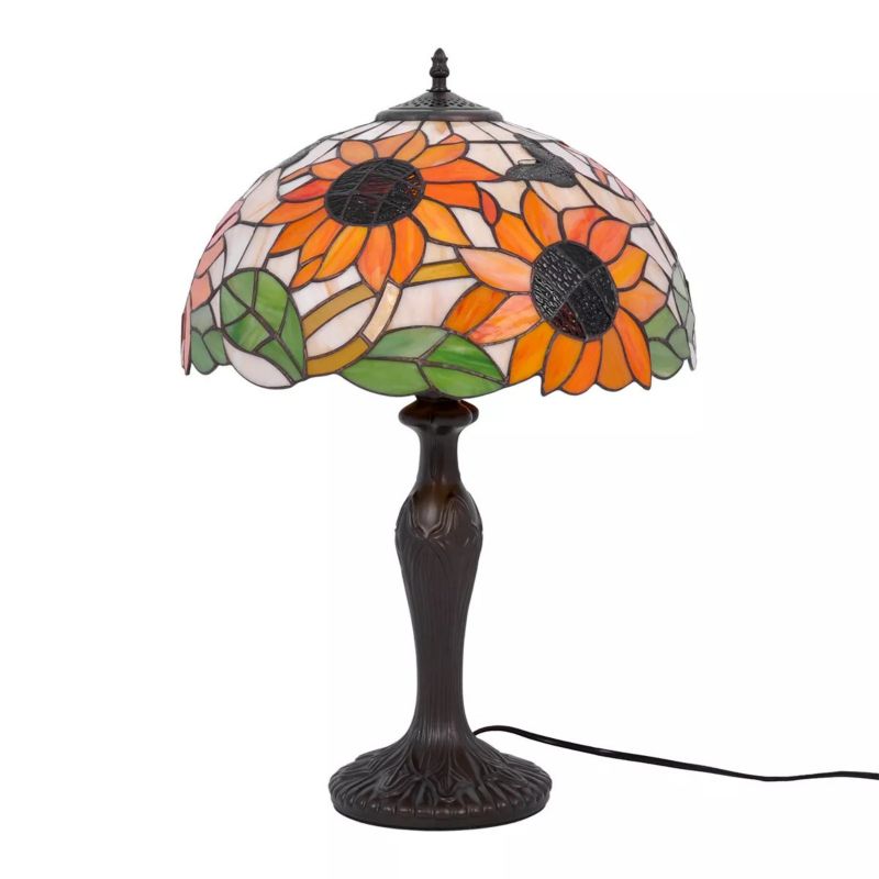 Lampa stołowa Kaja Sunflower mutlikoloo-antyczny brąz witrażowa 1 x E27 x 20W IP20 wym: 60 x 40 x 40 cm szkło witrażowe - 1 szt.