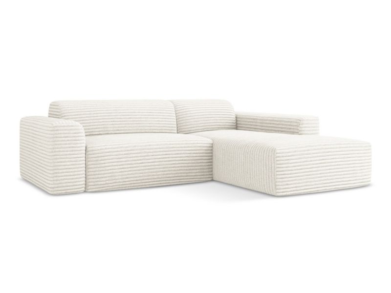 Narożnik prawostronny LaMiaSofa BOVA z tkaniny sztruksowej 270x190 cm jasny beż 1 szt.