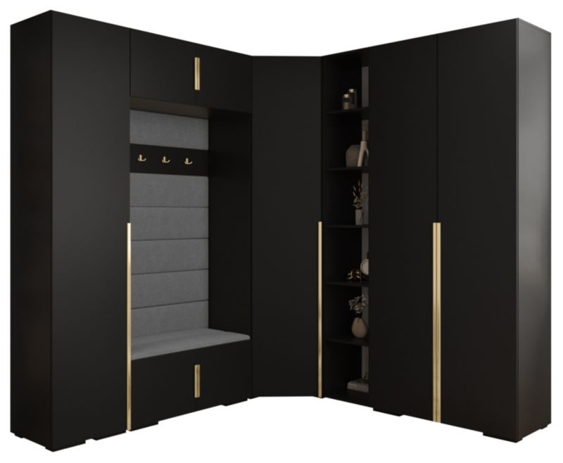 Garderoba do przedpokoju Abiks INOVA 1 Z2 czarny+złoty+manila16 1szt.