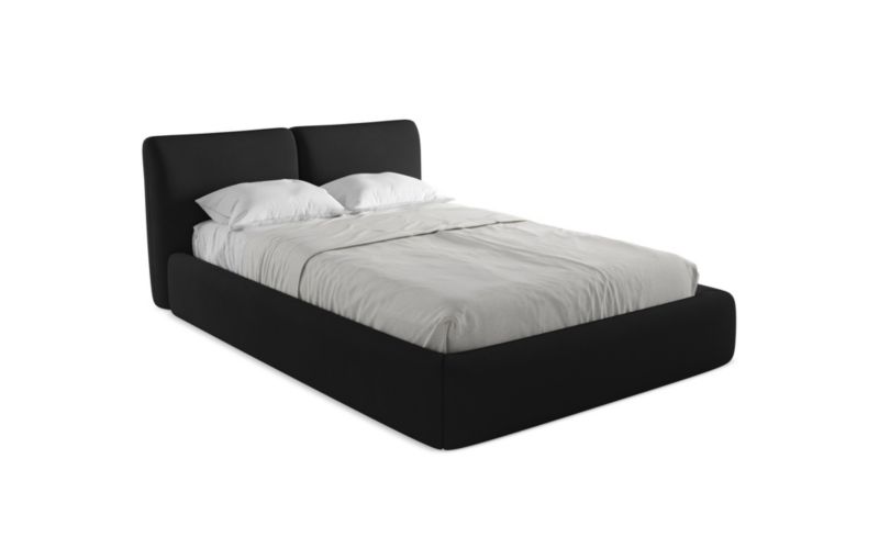Łóżko LaMiaSofa Hoku z tkaniny szenilowej 140x200 czarny 1 szt.