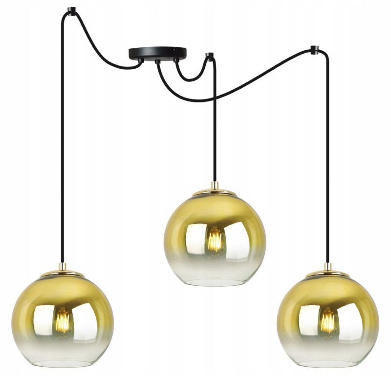 Lampa sufitowa wisząca Light Home LH Spider Bergen Gold 3x E27 60W klosz 15cm złoty 1szt.