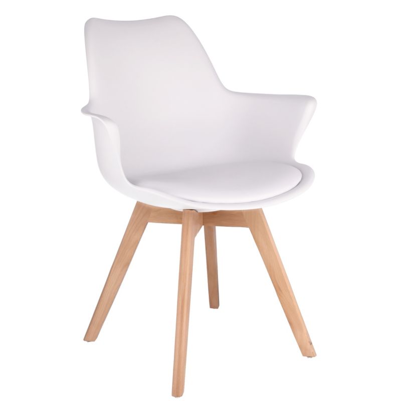 Krzesło profilowane JUMI wygodne plastikowe do salonu jadalni białe 1 szt.