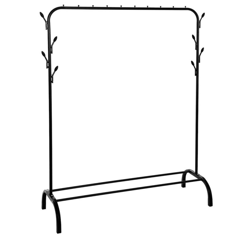 Stojak na ubrania metalowy Springos 146x110x40 cm wieszak stojący loft czarny 1 szt.