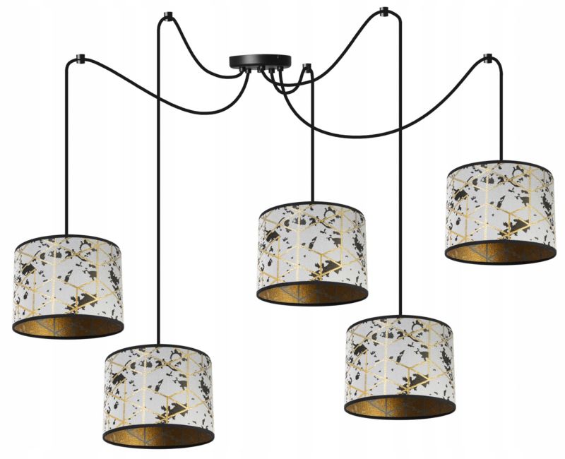 Lampa sufitowa wisząca Light Home LH Pająk Werona 5x E27 60W szary/złoty 1szt.