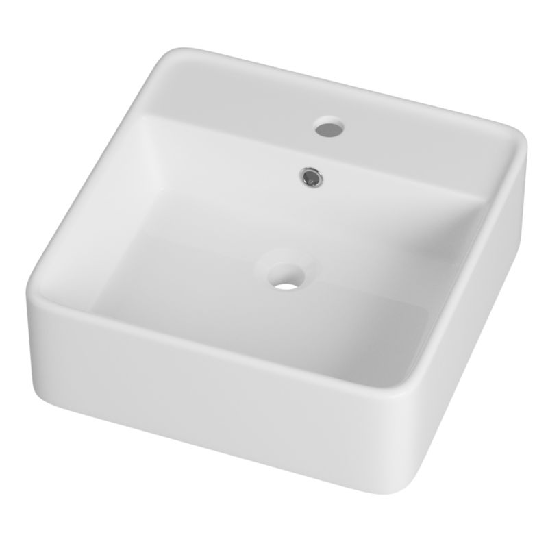 Umywalka Nablatowa Łazienkowa Granitan Tera Prostokątna Ceramiczna Biała 1szt.