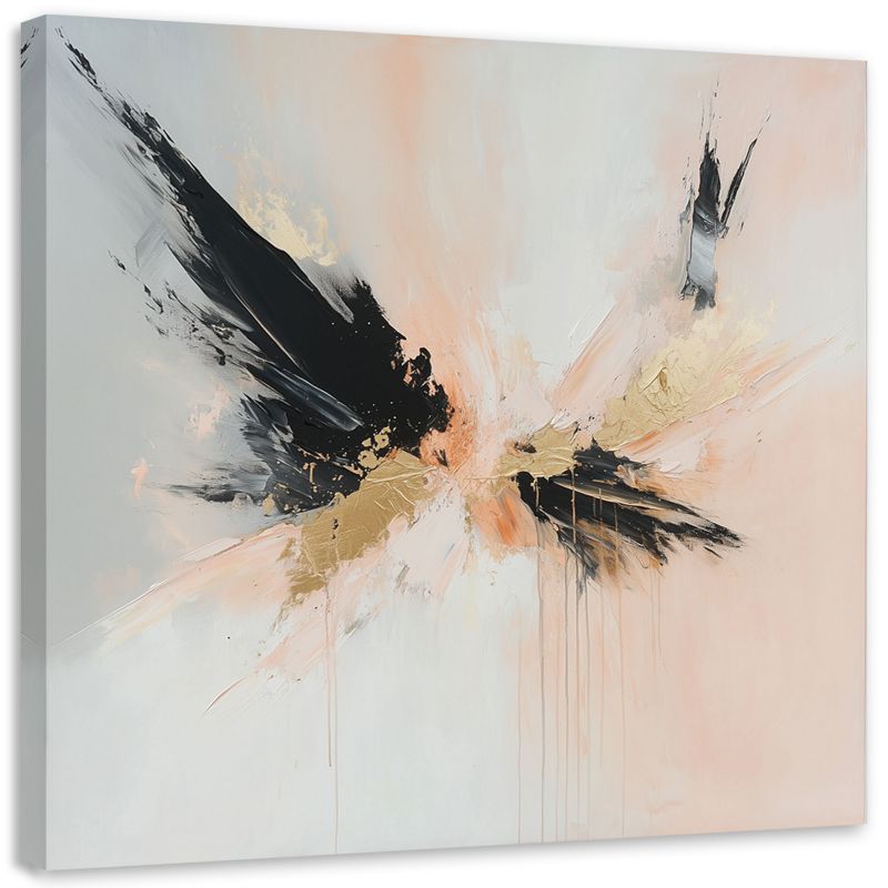 Obraz Feeby Nowoczesna Abstrakcja Plamy czarny złoty beżowy 30x30cm 1szt