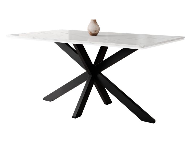 Stół MIRJAN 24 Wero marmur bianco + biały połysk / czarny 1 szt.