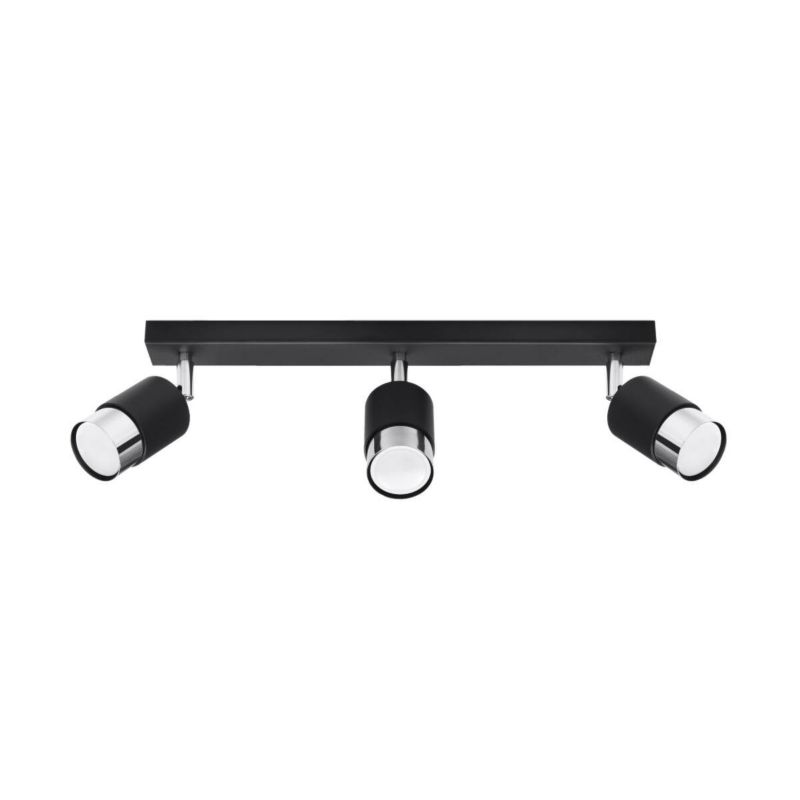 Lampa sufitowa Sollux Lighting Nero czarna-chromowana 3 x GU10 x 10W wym: 18 x 5 x 45 cm - 1 szt.