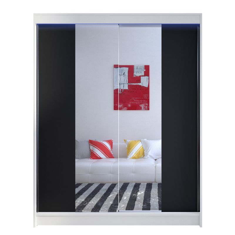 Szafa MIRJAN 24 z drzwiami przesuwnymi Camino II z oświetleniem RGB biały/czarny 1 szt.