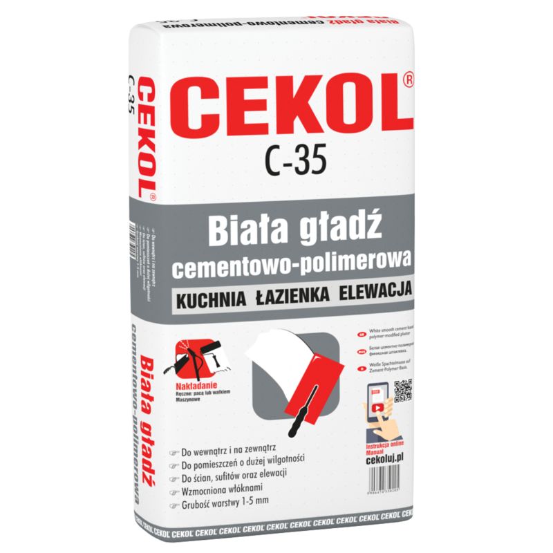 Cementowo-polimerowa biała gładź szpachlowa Cekol C-35 5 kg