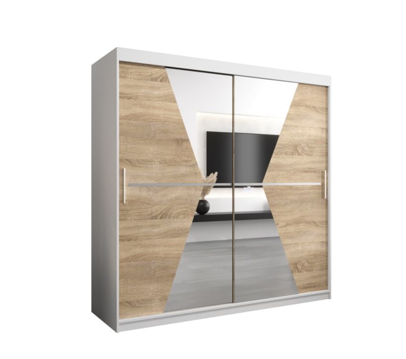 Szafa przesuwna Garderoba Abiks MAROKO 200 biały/sonoma 1 szt.