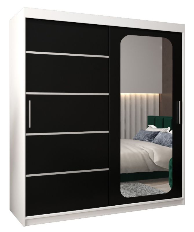 Szafa przesuwna Garderoba Abiks PROMO V2 180 biały/czarny 1 szt.