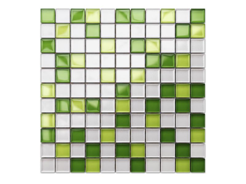 Mozaika szklana Ilcom zielona zefir perła biała mix 30 x 30 cm 1 szt.