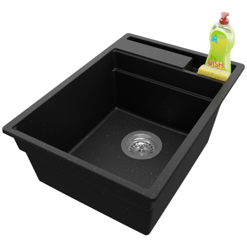 Zlewozmywak Oslo Pocket PRIMAGRAN Nablatowy 38x53cm do szafki od 40cm z Syfonem Czarny Metalik 1 szt.