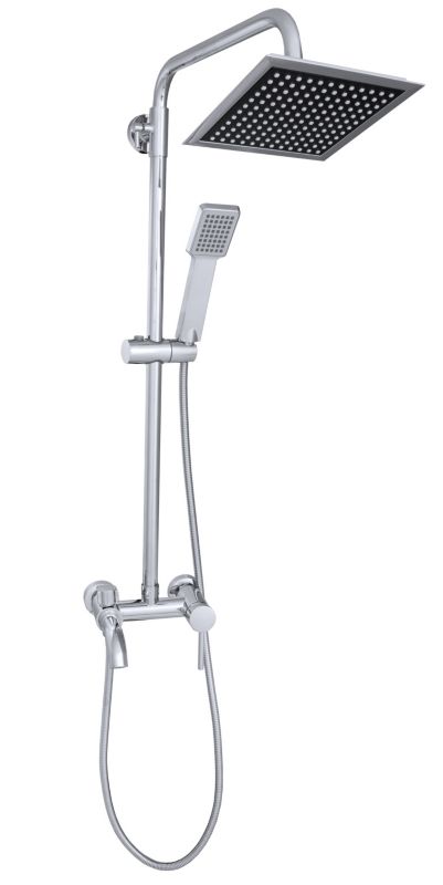 Zestaw Natryskowy Srebrny Prysznicowy Deszczownica Slim Kwadratowa Granitan Kivo Chrom 1 szt.