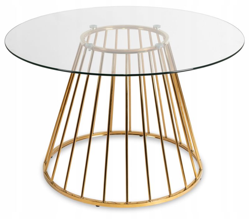 Stół Okrągły Olivier 120 cm Mebel Elite Szklany ze Złotymi Nogami 1 szt
