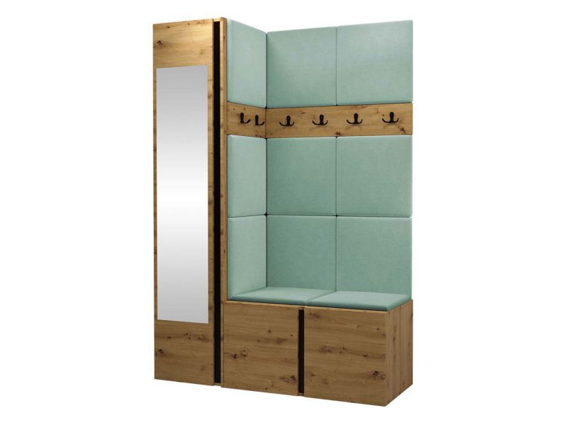 Garderoba MIRJAN 24 Orion X dąb artisan/czarny + miętowy 1 kpl.