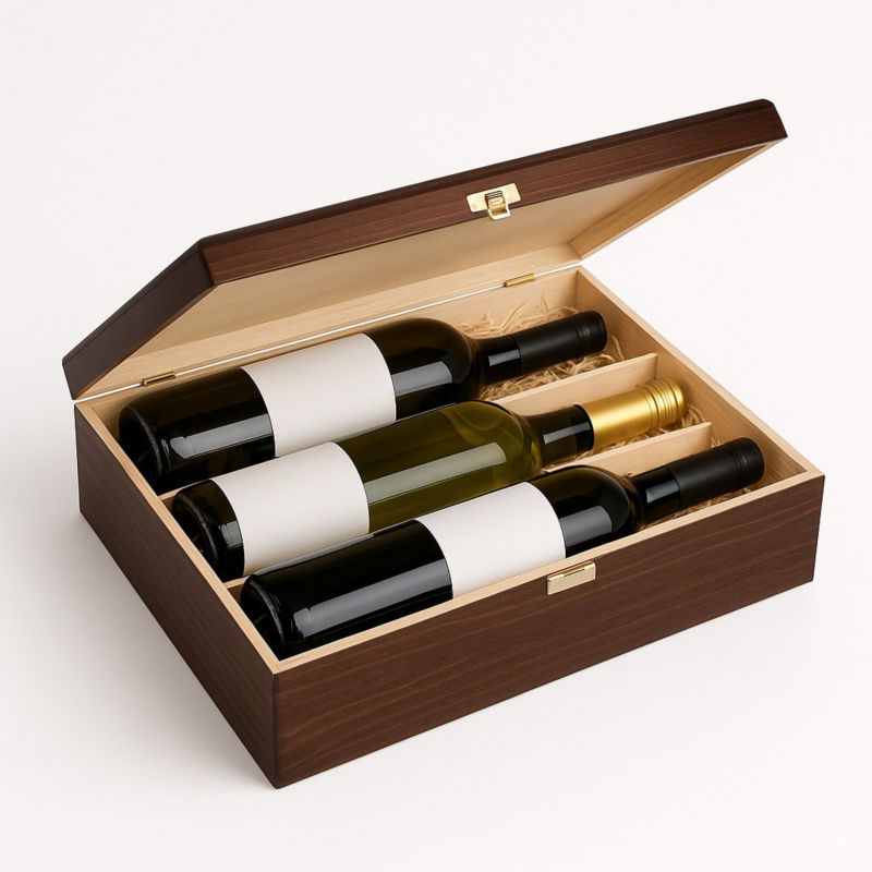 Drewniane pudełko na wino Neopak K-983 EX Brąz 1 szt.