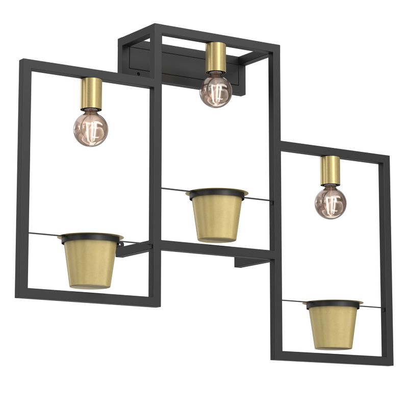 Kinkiet ścienny Luminex Flores czarny mat-złoty mat 3 x E27 x 15W IP20 wym: 76 x 98 x 16 cm - 1 szt.