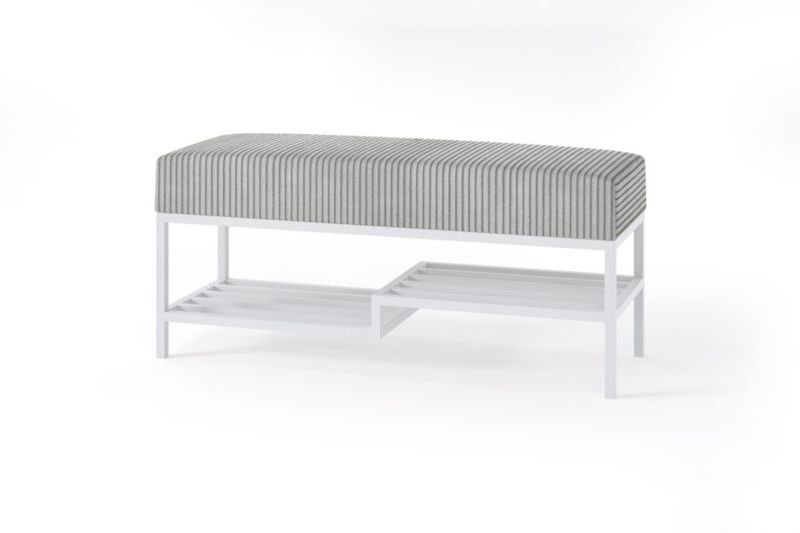 Ławka tapicerowana z półką Bettso Mello 80 cm w tkaninie poso na białym stelażu szary 1szt.