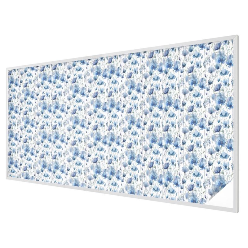 Witraż na Folii Samoprzylepnej Wallfluent 200x100 cm Folia Mrożona Dekoracyjna Niebieski wzór kwiatowy 1 rol.