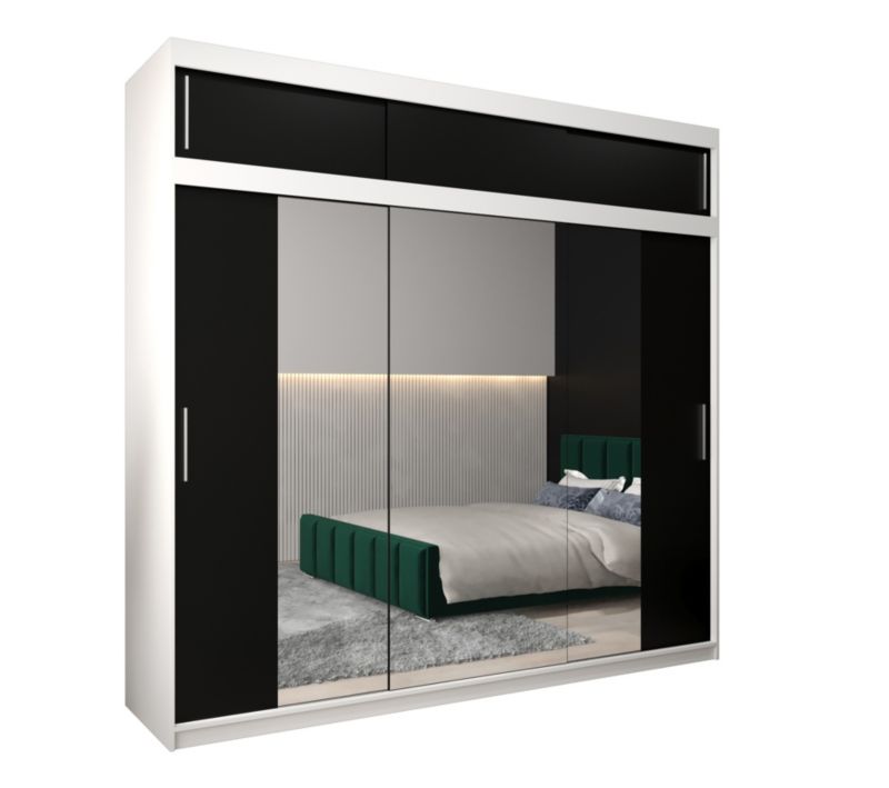 Szafa przesuwna Garderoba Abiks Tokyo 2 250 biały + czarny z nadstawką 1 szt.