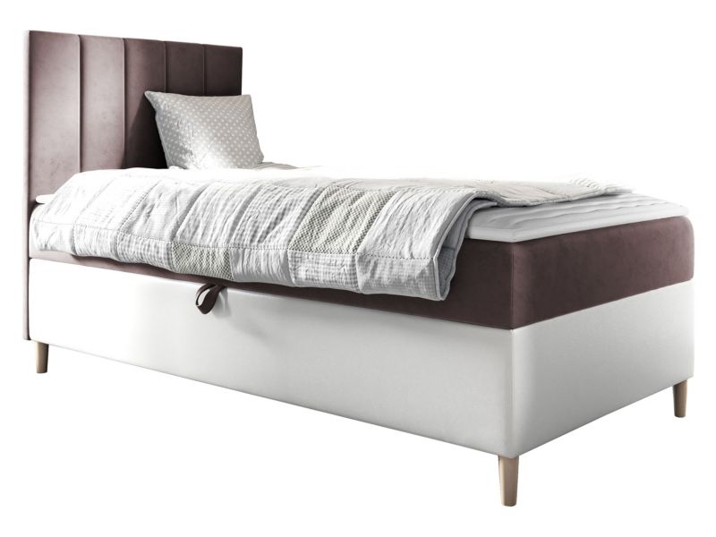 Łóżko kontynentalne MIRJAN 24 Maja Junior 1 80x200, Strona: Lewa biała ekoskóra/brudny róż 1 szt.