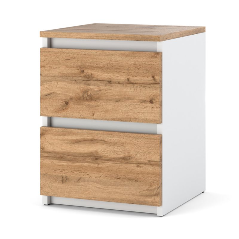 Szafka Nocna Hurtownia-Mebli Szuflady 2 Hugo 30cm Biały/Wotan Dąb Wotan 30x30x40 cm 1szt.