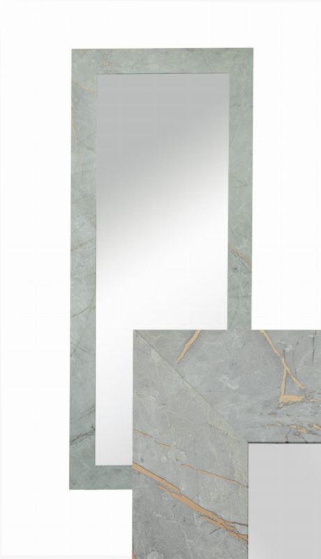 Lustro wiszące BD art w ozdobnej ramie 120x50 cm kolor beton złoty do salonu pokoju sypialni 1 szt.