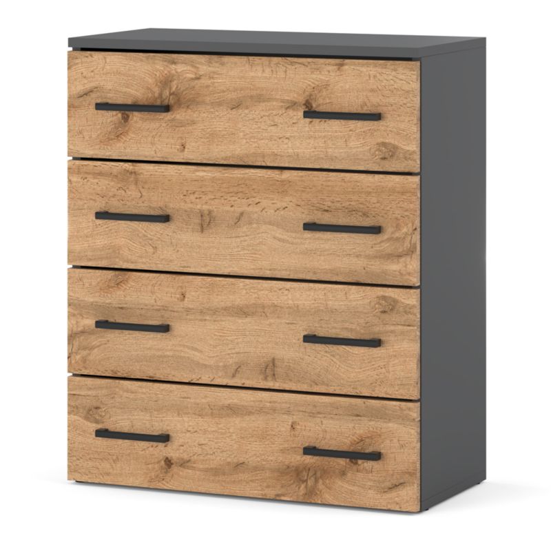 Szafka Na Buty Hurtownia-Mebli 4 Drzwi Hugo 4D 82.9cm Szary Mat Dąb Wotan 71.2x35x82.9 cm 1szt.