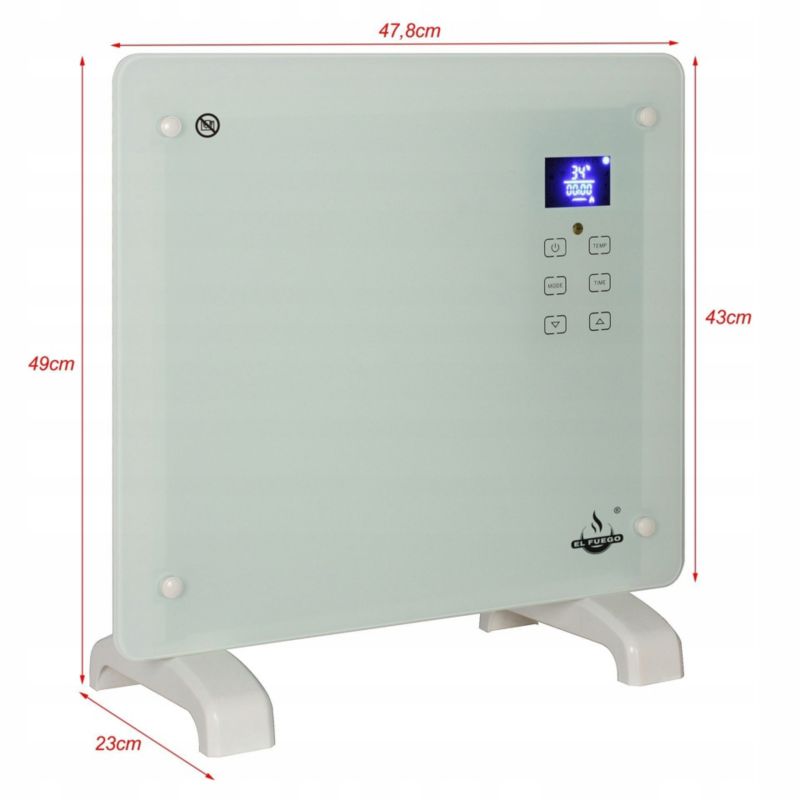 Grzejnik elektryczny EL FUEGO szklany z pilotem 1000W 1szt