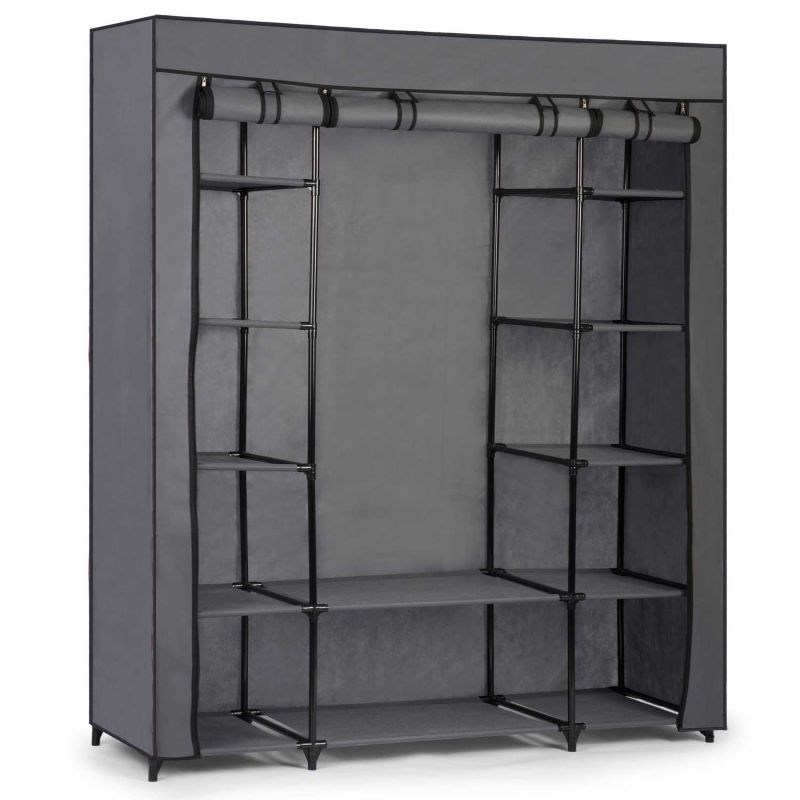 Materiałowa szafa tekstylna Massido garderoba składana 175x130x45cm grafitowa 1szt.