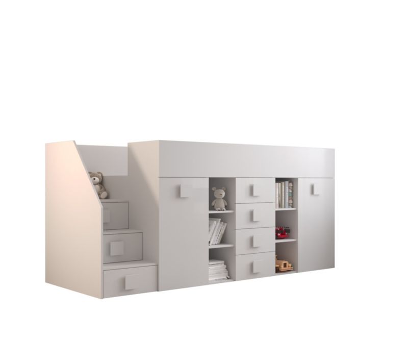 Łóżko piętrowe Antresola Abiks TOLEDO 3 L biały + biały + biały 1 szt.