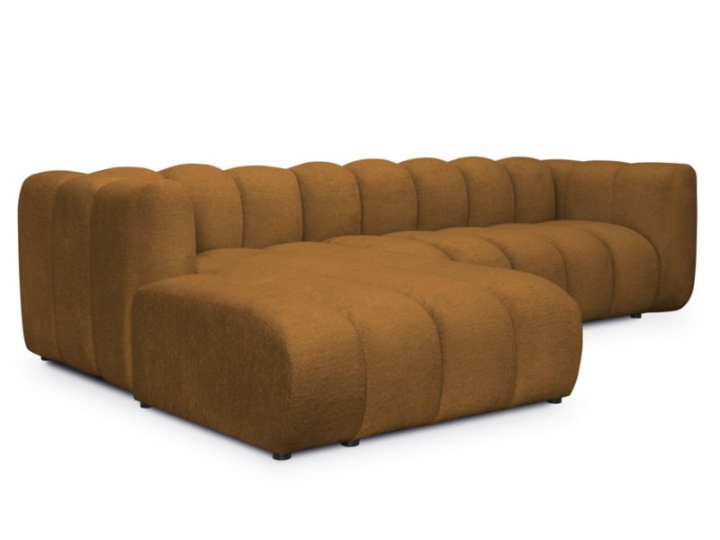 Narożnik lewostronny LaMiaSofa NAPOLI z tkaniny szenilowej 288x179 cm musztardowy 1 szt.