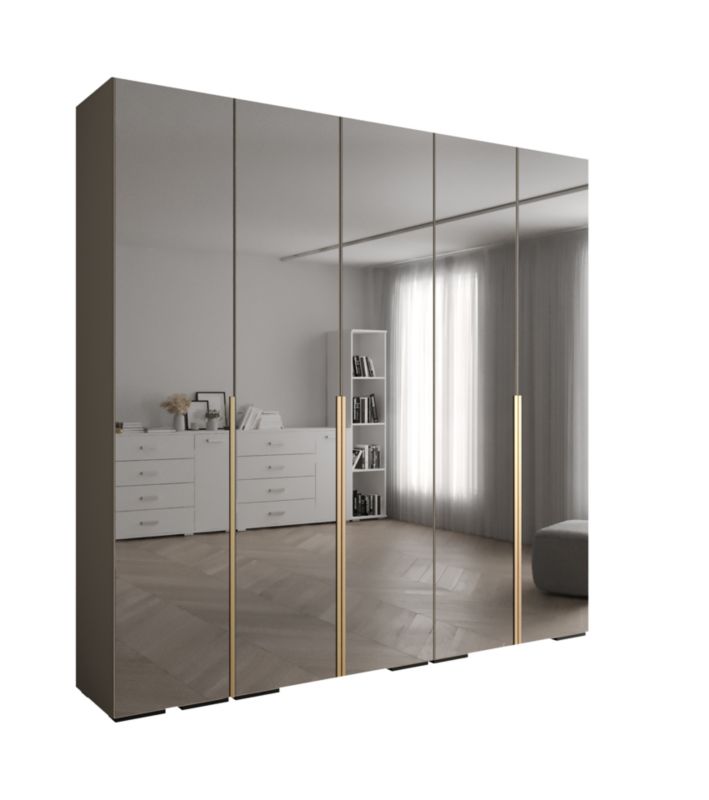 Szafa uchylna Abiks INOVA lustro wz.1 szer.250cm (kaszmir/złoty)