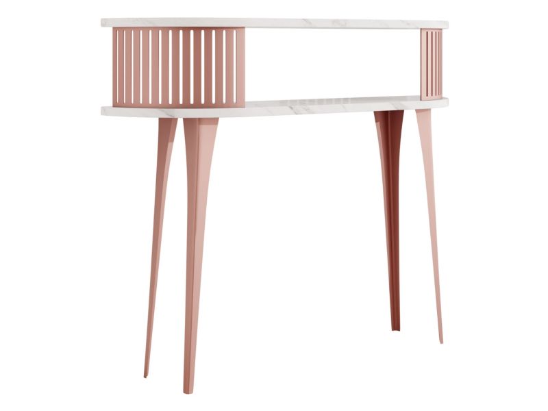 Konsola owalna MIRJAN 24 Roenni miedziany/marmur bianco 1 szt.