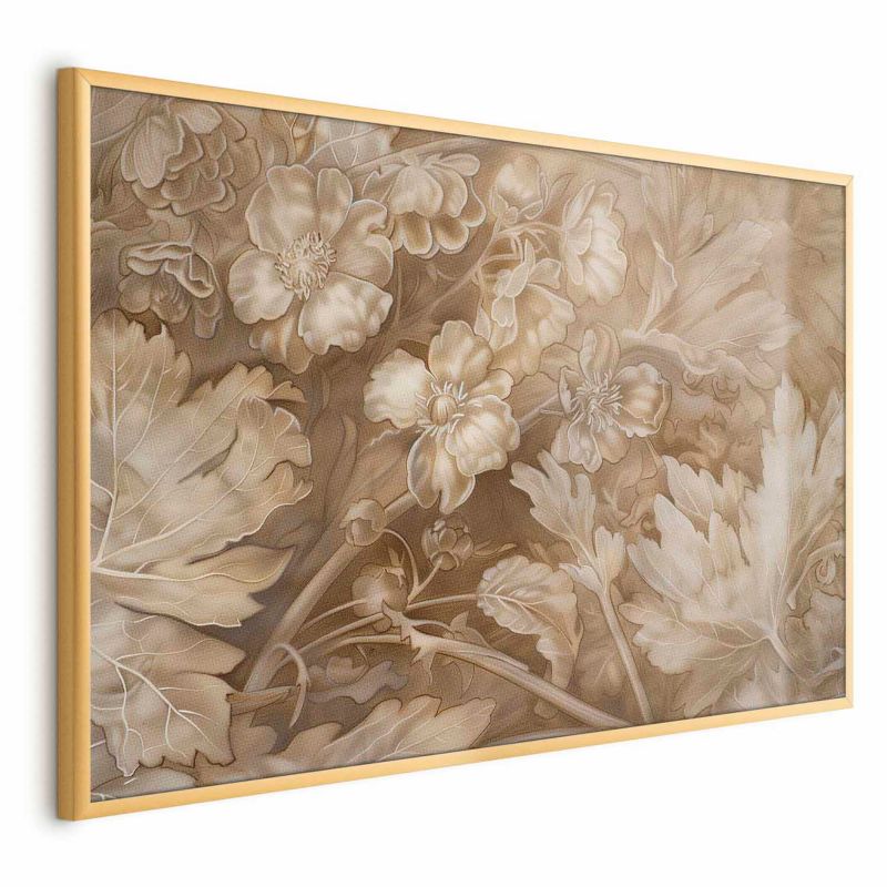 Plakat Artgeist Ornamenty roślinno-kwiatowe 60x40 cm z ramą złotą 1 szt