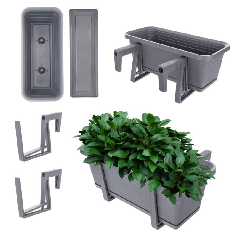 Doniczka Balkonowa KADAX Skrzynka Donica 40cm Uchwyty Podstawka Balkon Balustradę 1szt.