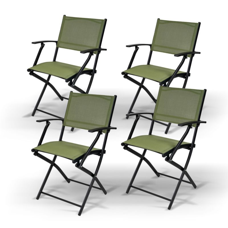 Krzesła ogrodowe 4 w zestawie, Koopman International, składane zielone, 1 szt.